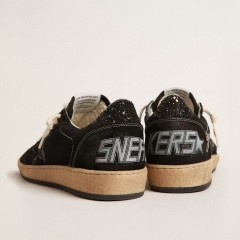 Golden Goose Ball Star In Black Mesh With Black Suede Star