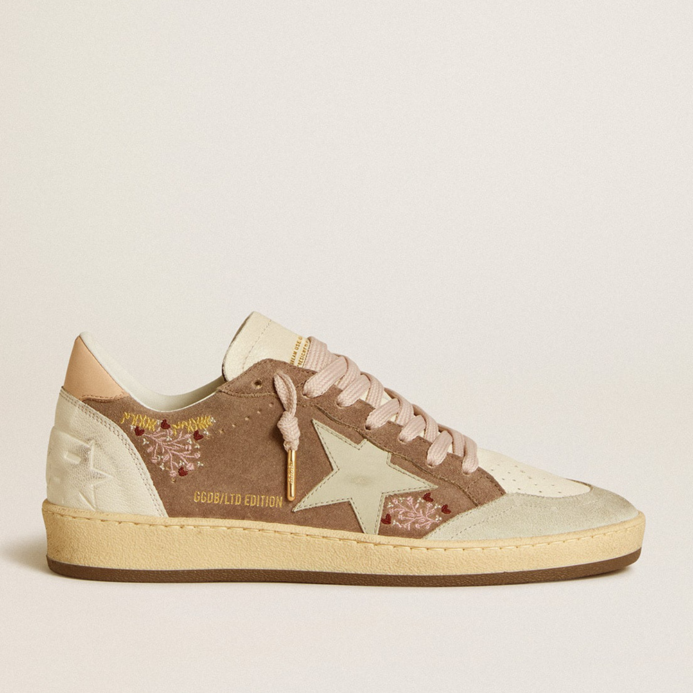 Golden Goose Ball Star In Brown Suede With Leather Star And Heel Tab