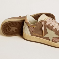 Golden Goose Ball Star In Brown Suede With Leather Star And Heel Tab