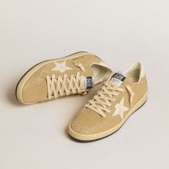 Golden Goose Ball Star In Golden Swarovski Crystals With Milk-white Leather Star