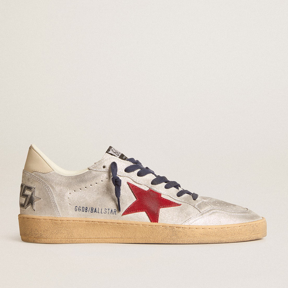 Golden Goose Ball Star In Metallic Suede With Suede Star And Leather Heel Tab