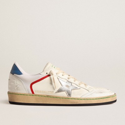 Golden Goose Ball Star In Nappa And Mesh With Silver Metallic Leather Star