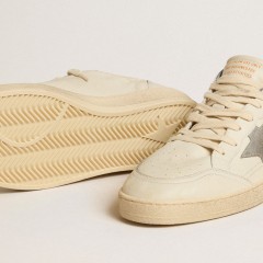 Golden Goose Ball Star In Nappa Leather With Gray Suede Star And Heel Tab