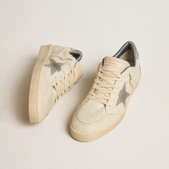 Golden Goose Ball Star In Nappa Leather With Gray Suede Star And Heel Tab