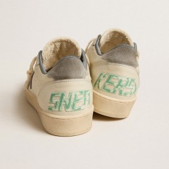 Golden Goose Ball Star In Nappa Leather With Gray Suede Star And Heel Tab