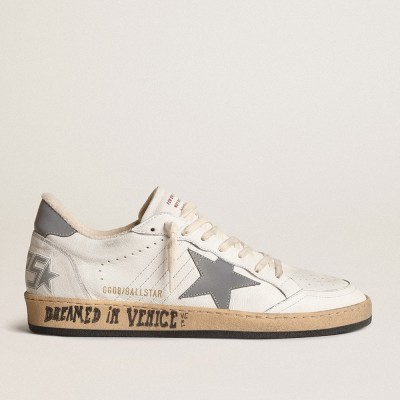 Golden Goose Ball Star In Nappa With Gray Reflective Nylon Star And Heel Tab