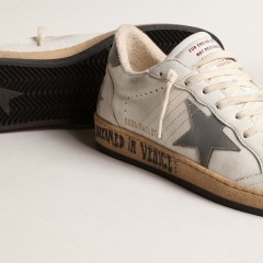 Golden Goose Ball Star In Nappa With Gray Reflective Nylon Star And Heel Tab