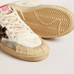 Golden Goose Ball Star In Nappa With Leopard-print Pony Skin Star And Heel Tab