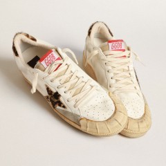 Golden Goose Ball Star In Nappa With Leopard-print Pony Skin Star And Heel Tab