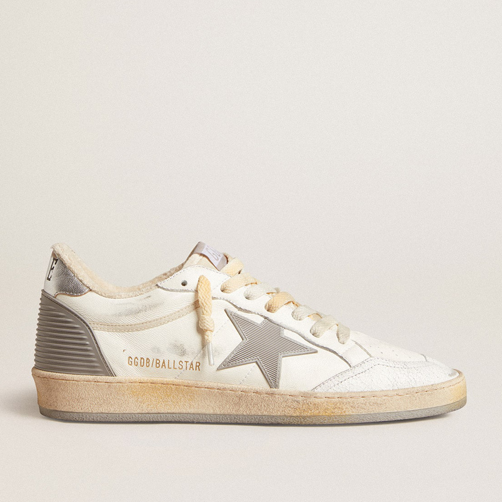 Golden Goose Ball Star In Nappa With Rubber Star And Silver Leather Heel Tab