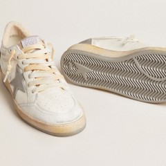 Golden Goose Ball Star In Nappa With Rubber Star And Silver Leather Heel Tab