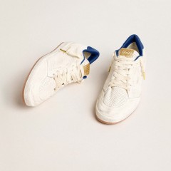 Golden Goose Ball Star In Perforated Nappa With White Star And Blue Nylon Heel Tab