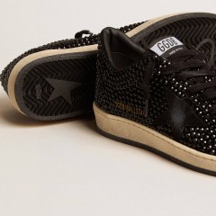 Golden Goose Ball Star In Suede With Black Swarovski Crystals And Black Suede Star