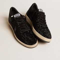 Golden Goose Ball Star In Suede With Black Swarovski Crystals And Black Suede Star