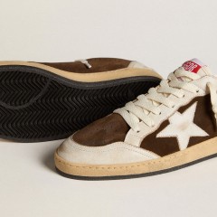 Golden Goose Ball Star In Suede With Leather Star And Metallic Leather Heel Tab