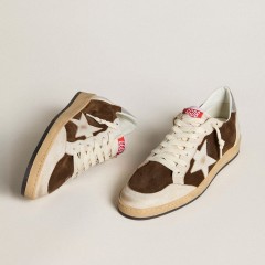 Golden Goose Ball Star In Suede With Leather Star And Metallic Leather Heel Tab