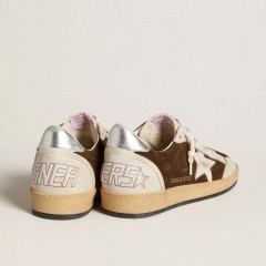 Golden Goose Ball Star In Suede With Leather Star And Metallic Leather Heel Tab