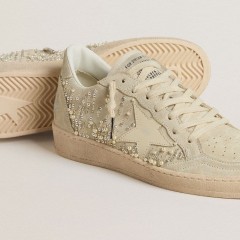 Golden Goose Ball Star In Suede With Swarovski Crystals And Pearls And Leather Star