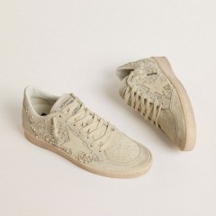 Golden Goose Ball Star In Suede With Swarovski Crystals And Pearls And Leather Star