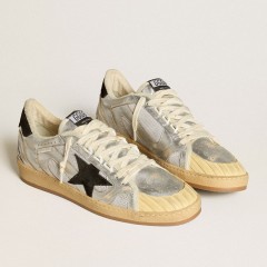 Golden Goose Ball Star LAB In Silver Leather With Black Suede Star And Heel Tab