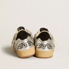 Golden Goose Ball Star LAB In Silver Leather With Black Suede Star And Heel Tab