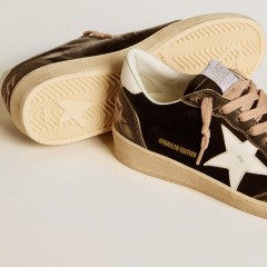 Golden Goose Ball Star LTD In Black Velvet With White Leather Star And Heel Tab