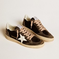 Golden Goose Ball Star LTD In Black Velvet With White Leather Star And Heel Tab