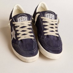 Golden Goose Ball Star LTD In Blue Suede And Nylon With White Star And Blue Heel Tab