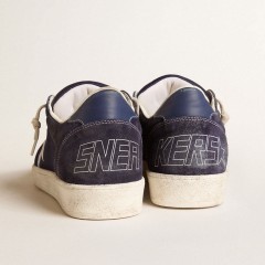 Golden Goose Ball Star LTD In Blue Suede And Nylon With White Star And Blue Heel Tab