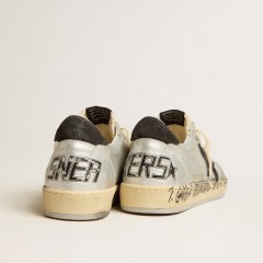 Golden Goose Ball Star LTD In Silver Leather With Gray Suede Star And Heel Tab