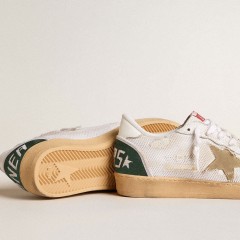 Golden Goose Ball Star LTD In White Crackle Leather And Mesh With Suede Star