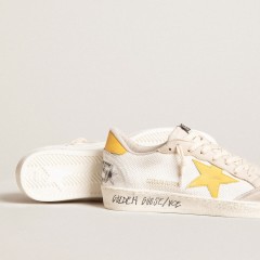 Golden Goose Ball Star LTD In White Mesh With Yellow Leather Star And Heel Tab