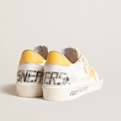 Golden Goose Ball Star LTD In White Mesh With Yellow Leather Star And Heel Tab