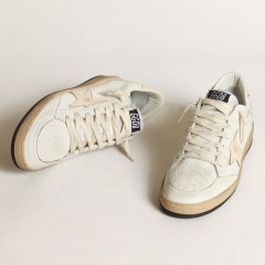 Golden Goose Ball Star LTD In White Nappa With A Salmon-pink Nappa Star