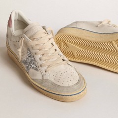 Golden Goose Ball Star LTD With Glitter Star And Pink Suede Heel Tab