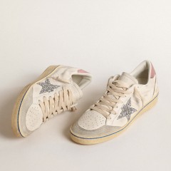 Golden Goose Ball Star LTD With Glitter Star And Pink Suede Heel Tab