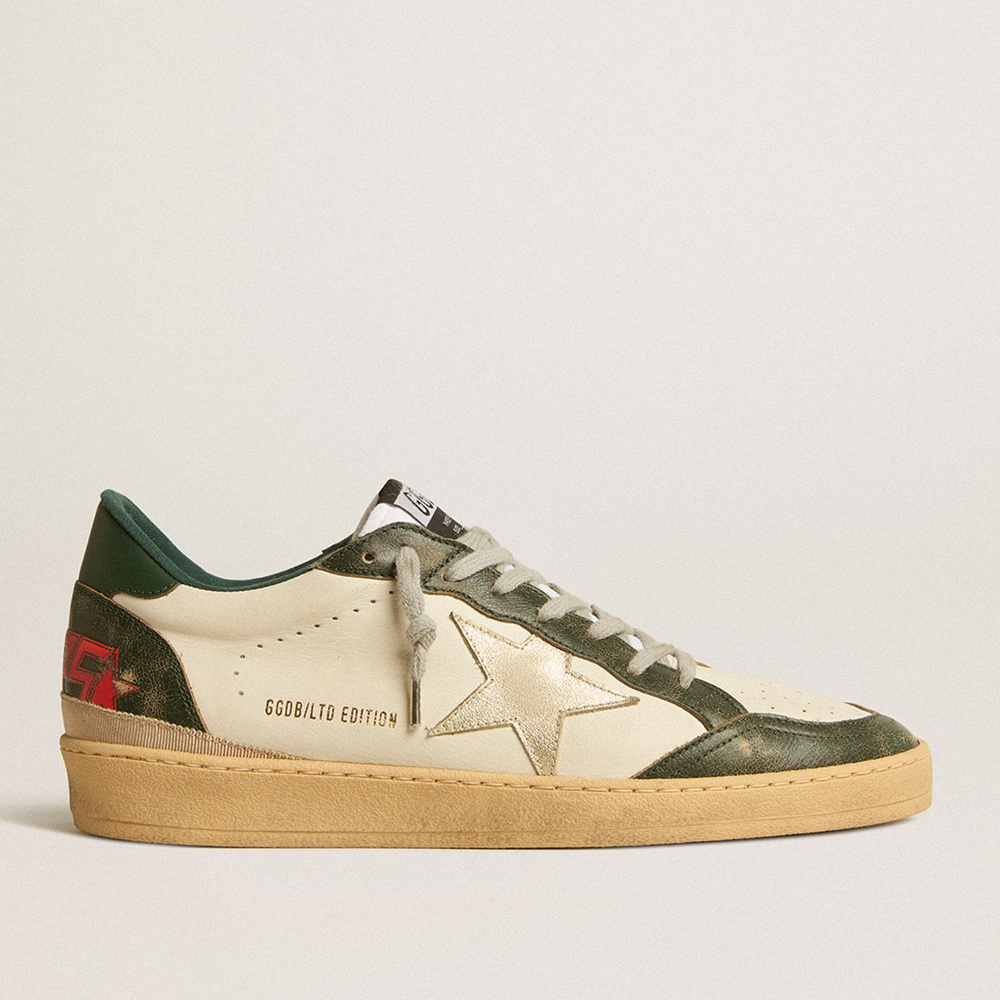 Golden Goose Ball Star LTD With Platinum Leather Star And Green Leather Heel Tab