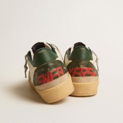 Golden Goose Ball Star LTD With Platinum Leather Star And Green Leather Heel Tab