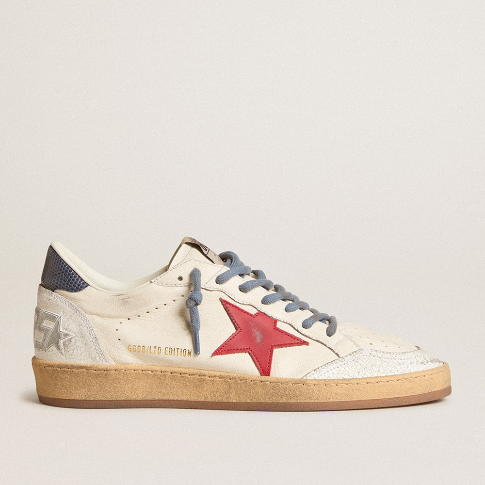 Golden Goose Ball Star LTD With Red Star And Lizard-print Leather Heel Tab