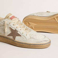 Golden Goose Ball Star LTD With Sand Mesh Star And Green Leather Heel Tab