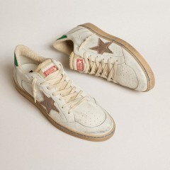 Golden Goose Ball Star LTD With Sand Mesh Star And Green Leather Heel Tab