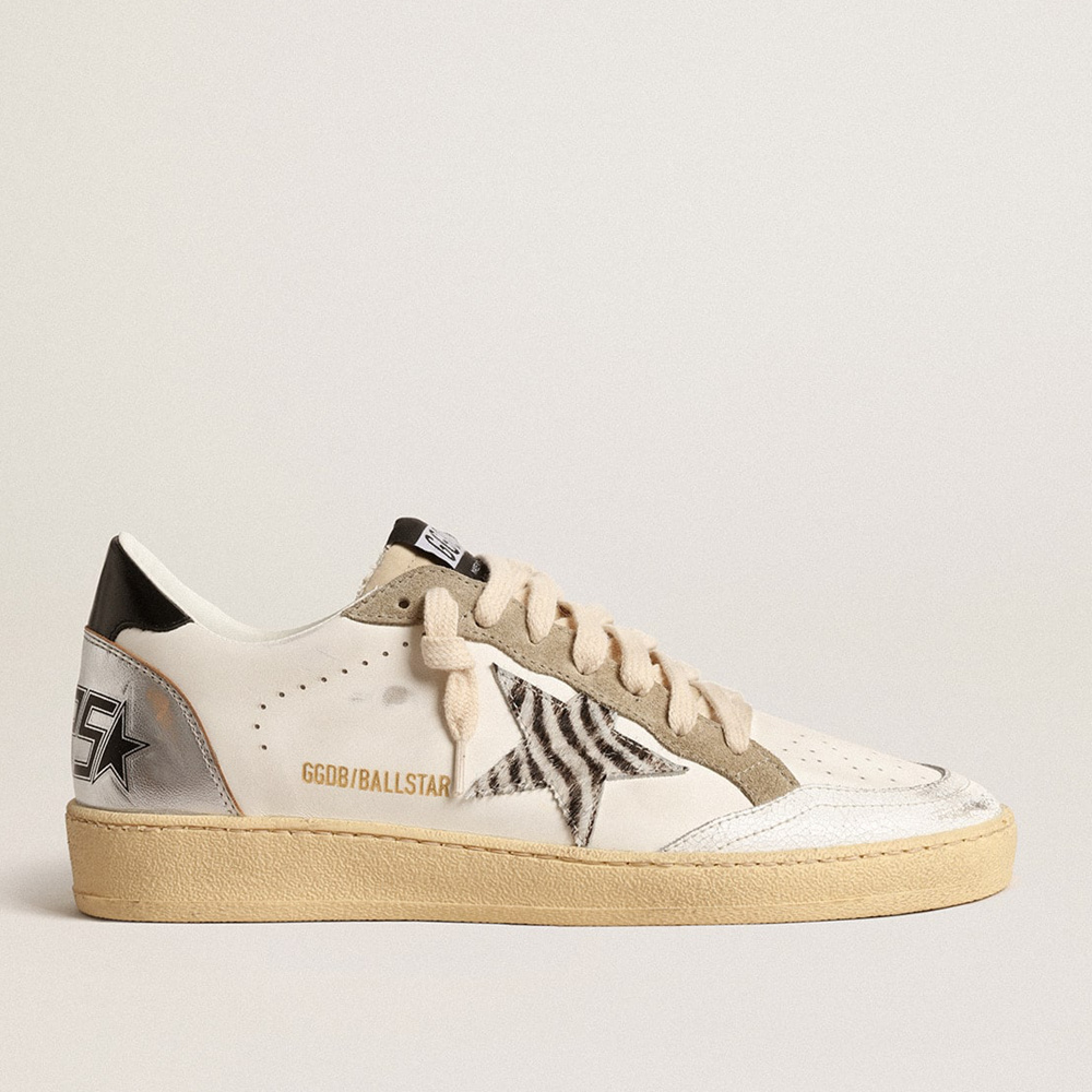 Golden Goose Ball Star LTD With Zebra-print Star And Metallic Leather Insert