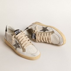 Golden Goose Ball Star LTD With Zebra-print Star And Metallic Leather Insert