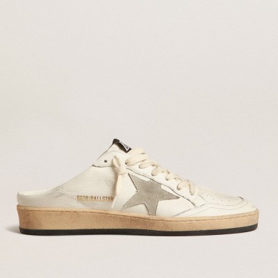 Golden Goose Ball Star Sabots In Nappa Leather With Ice-gray Suede Star