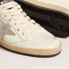 Golden Goose Ball Star Sabots In Nappa Leather With Ice-gray Suede Star