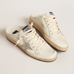 Golden Goose Ball Star Sabots In Nappa Leather With Ice-gray Suede Star