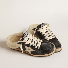 Golden Goose Ball Star Sabots In Nappa With Platinum Star And Shearling Lining