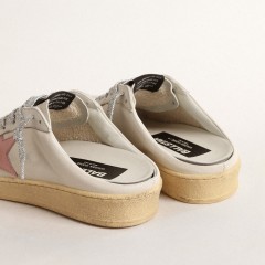 Golden Goose Ball Star Sabots In White Nappa With An Old-rose Leather Star