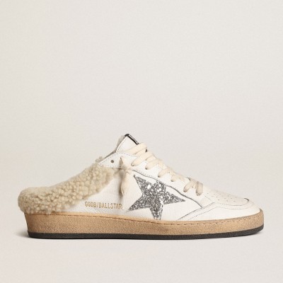 Golden Goose Ball Star Sabots With Glitter Star And Shearling Lining