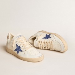 Golden Goose Ball Star With Blue Glitter Star And Dove-gray Suede Heel Tab